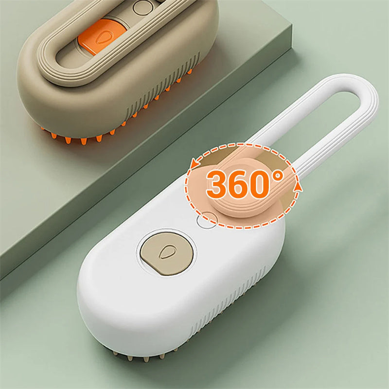 3-in-1 Steamy Pet Grooming Brush – Massage, De-Shed & Shine