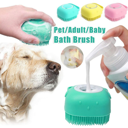 Silicone Dog Bath & Massage Glove – 2-in-1 Grooming Brush & Shampoo Dispenser!