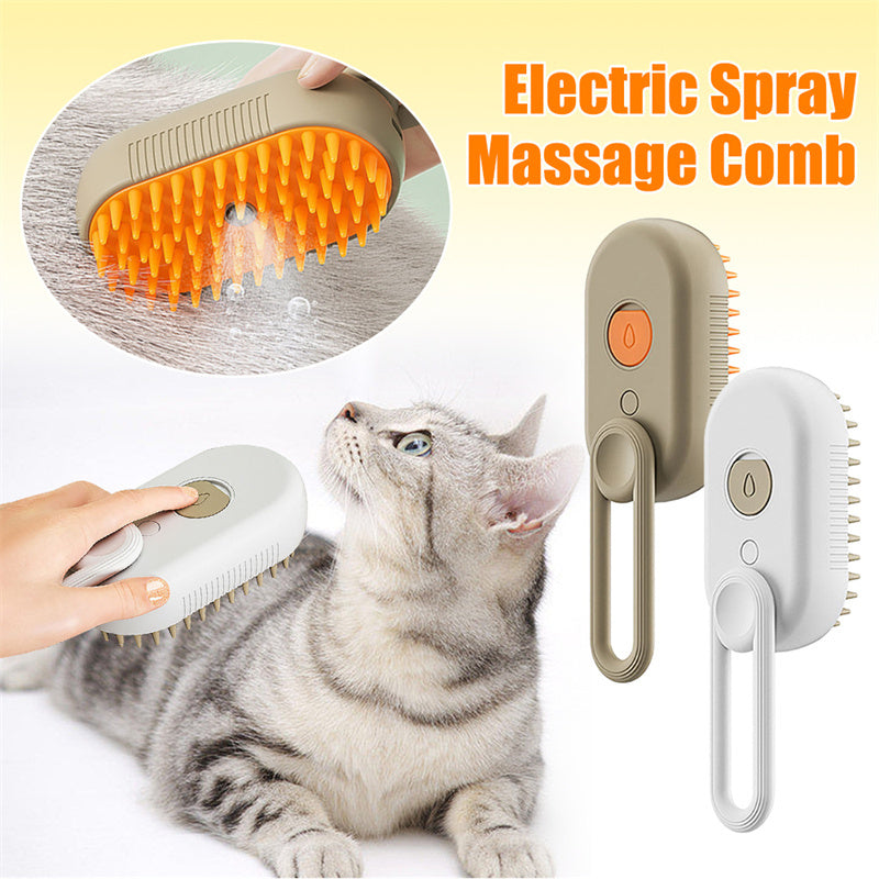 3-in-1 Steamy Pet Grooming Brush – Massage, De-Shed & Shine