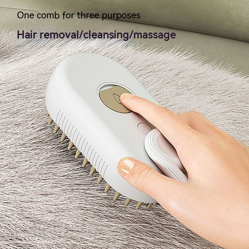 3-in-1 Steamy Pet Grooming Brush – Massage, De-Shed & Shine